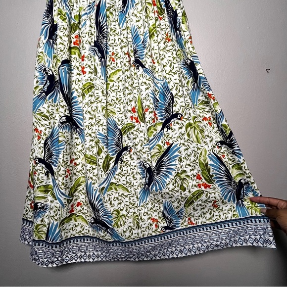 Alex Marie Women Linen Skirt Small Green Blue Tropical Paradise Resort Art - Picture 3 of 8